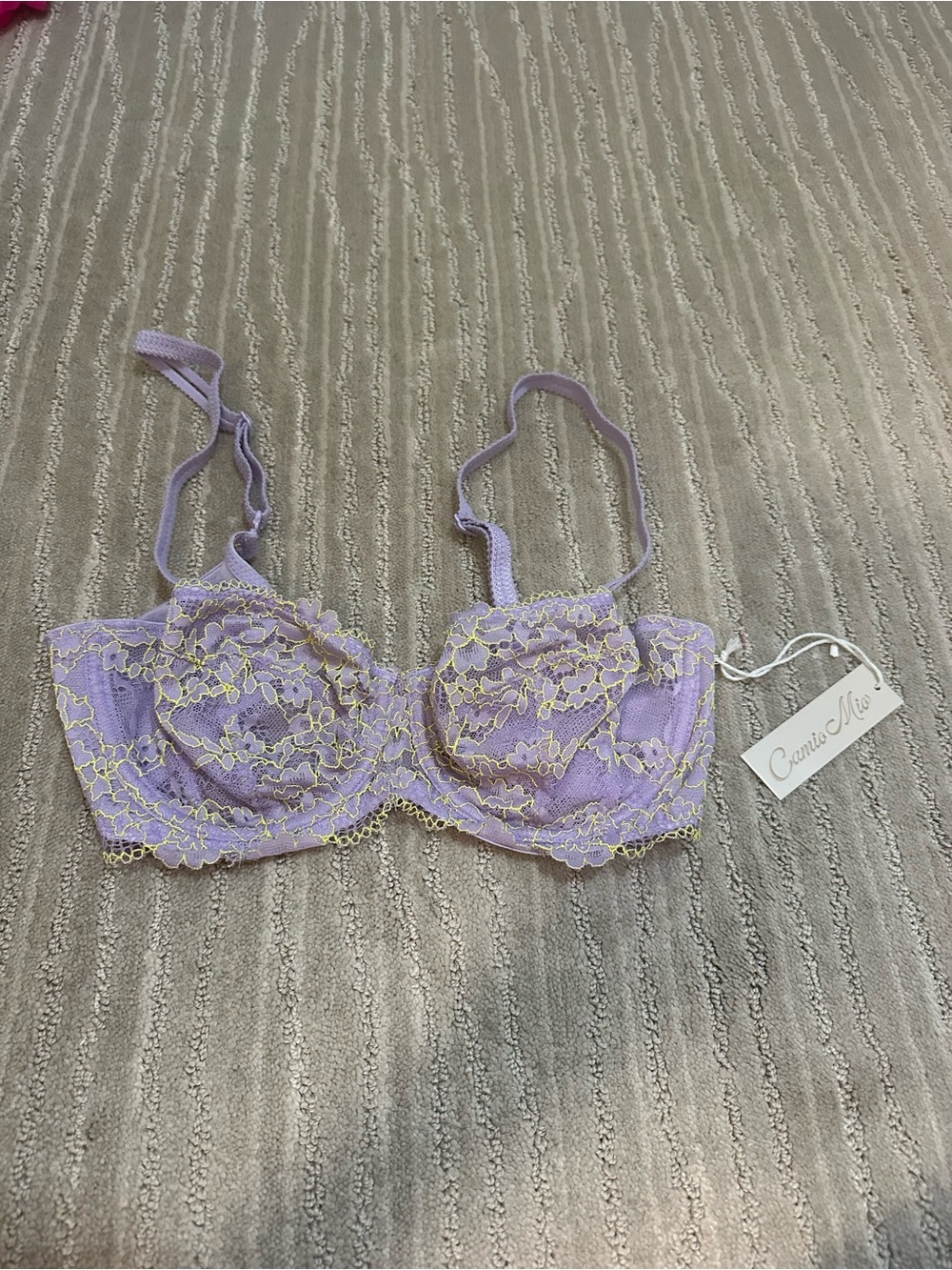 NWT Lace Unlined Bra in Lavender and Yellow - Bare Necessities Camio Mio